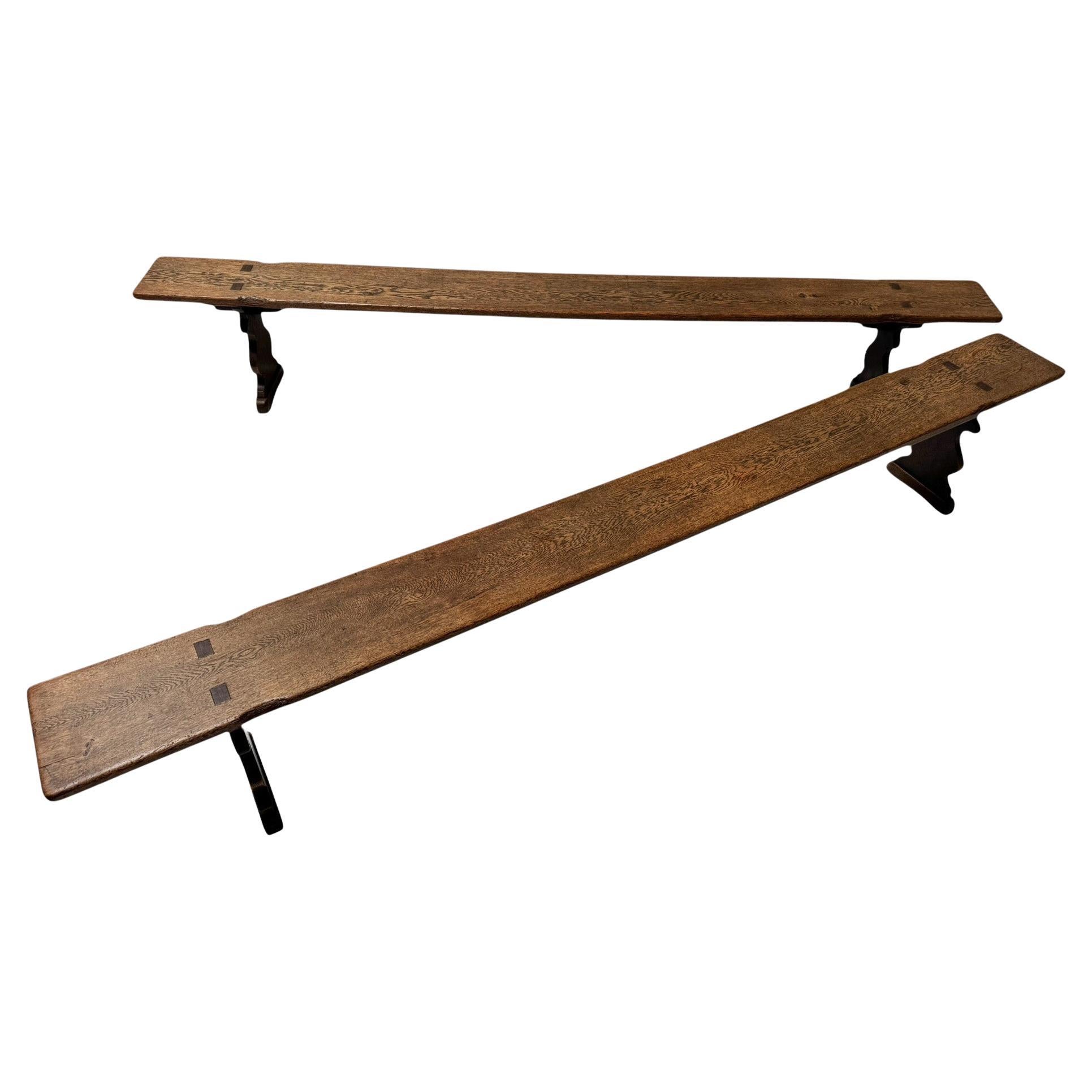 Two Extra Large French Provincial Country Farmhouse Benches, 1900s