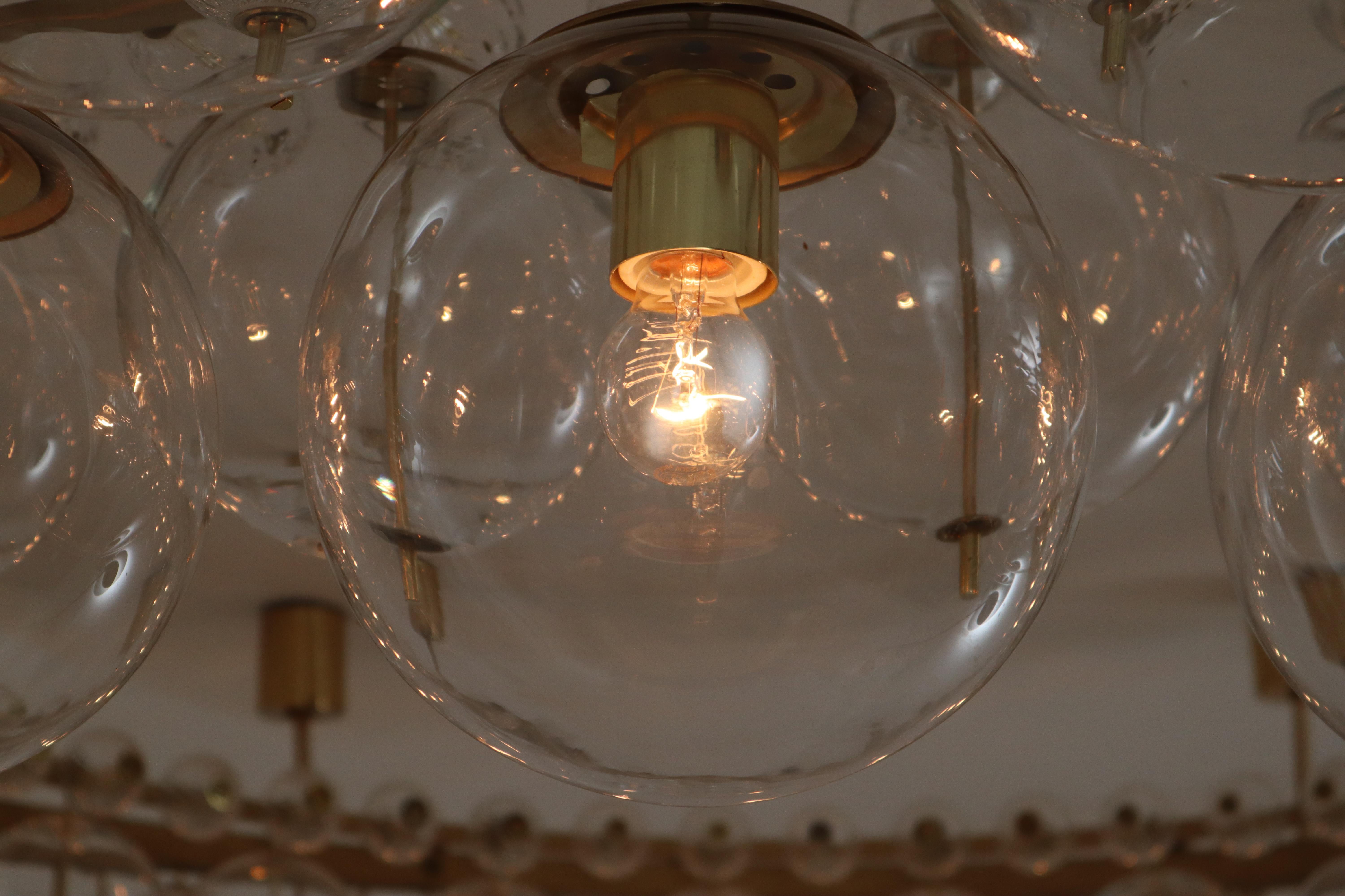 Two Extremely Large Hotel Chandeliers with Brass Fixture and Hand-Blowed Glass 6