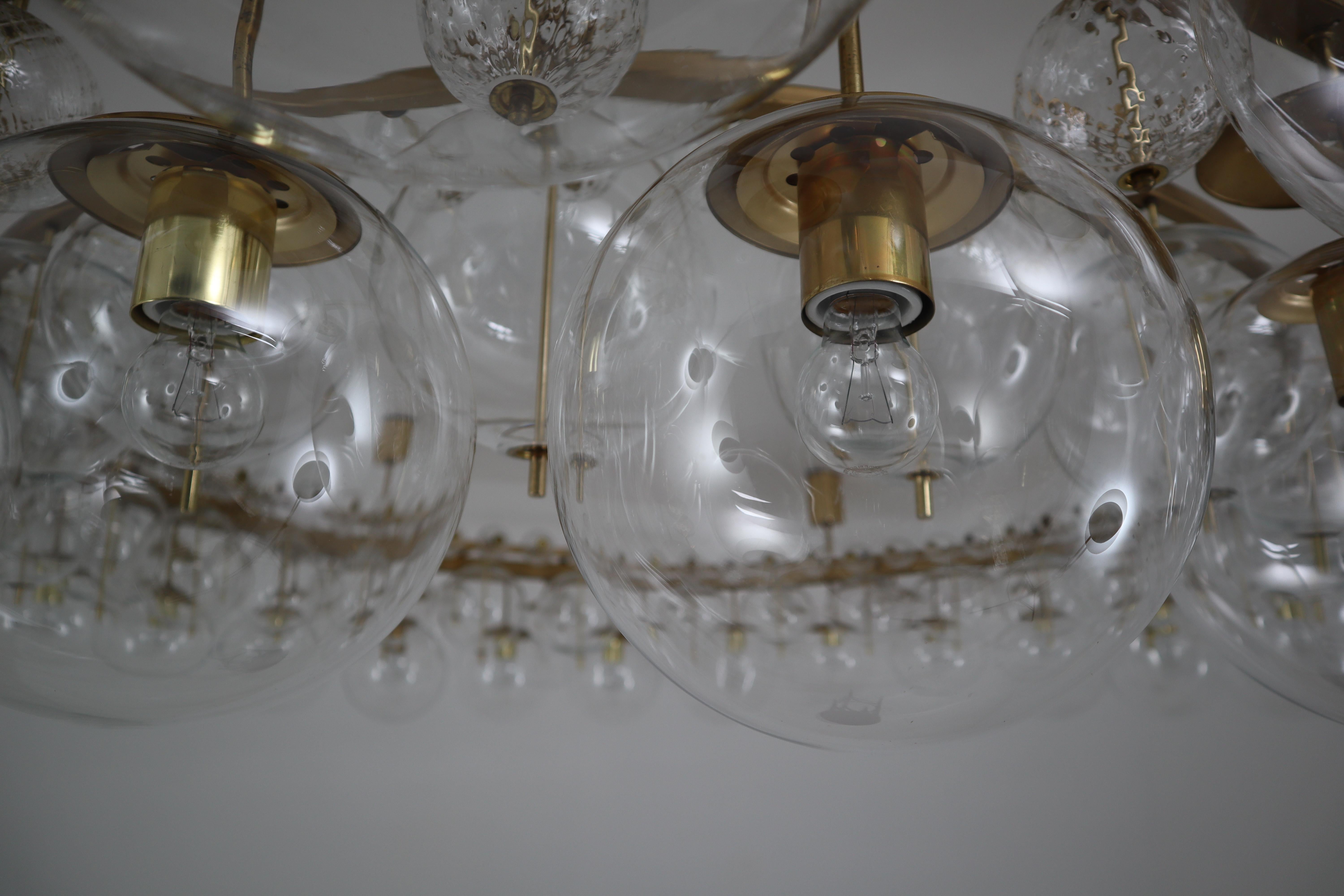 Two Extremely Large Hotel Chandeliers with Brass Fixture and Hand-Blowed Glass 8