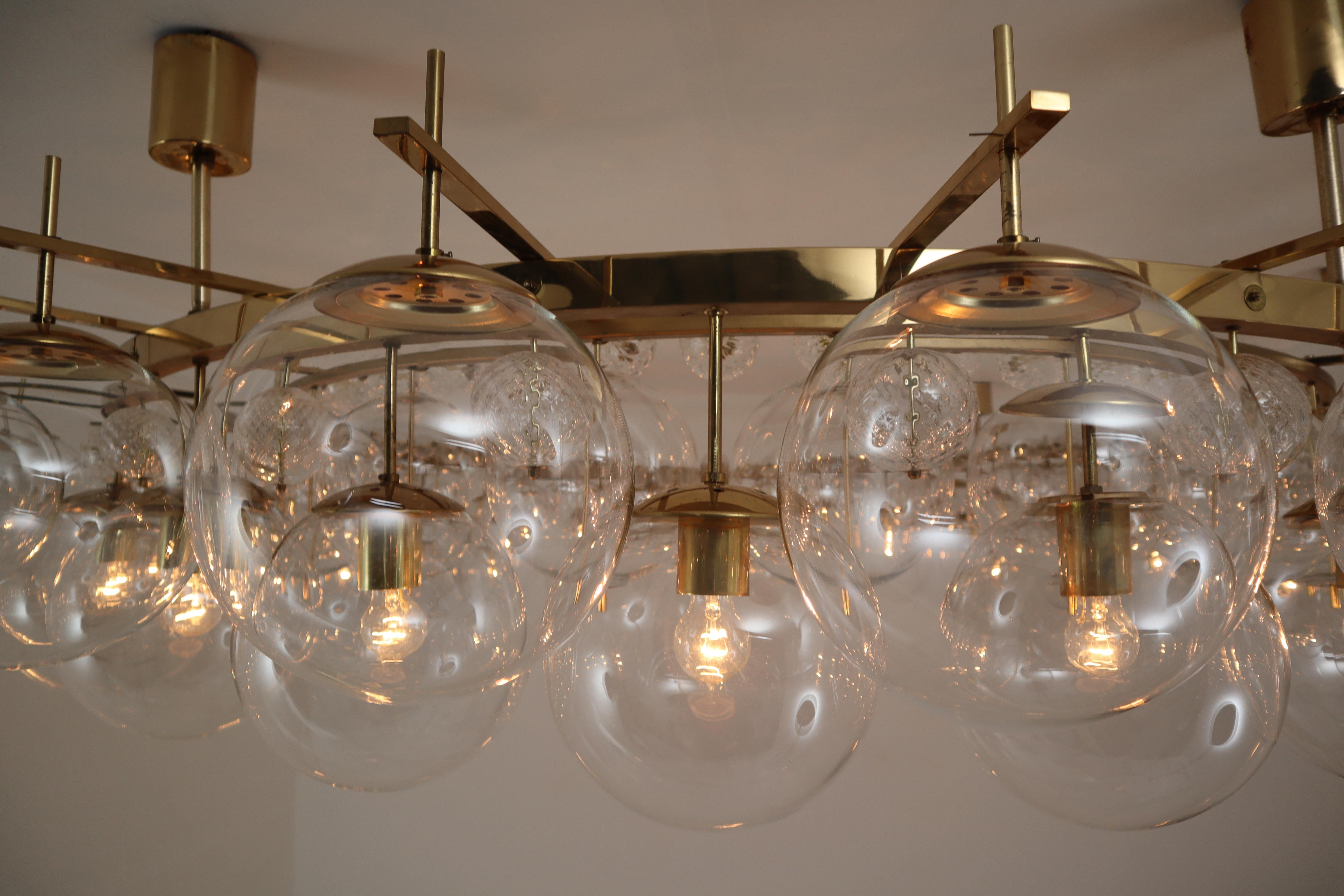 Two Extremely Large Hotel Chandeliers with Brass Fixture and Hand-Blowed Glass 1