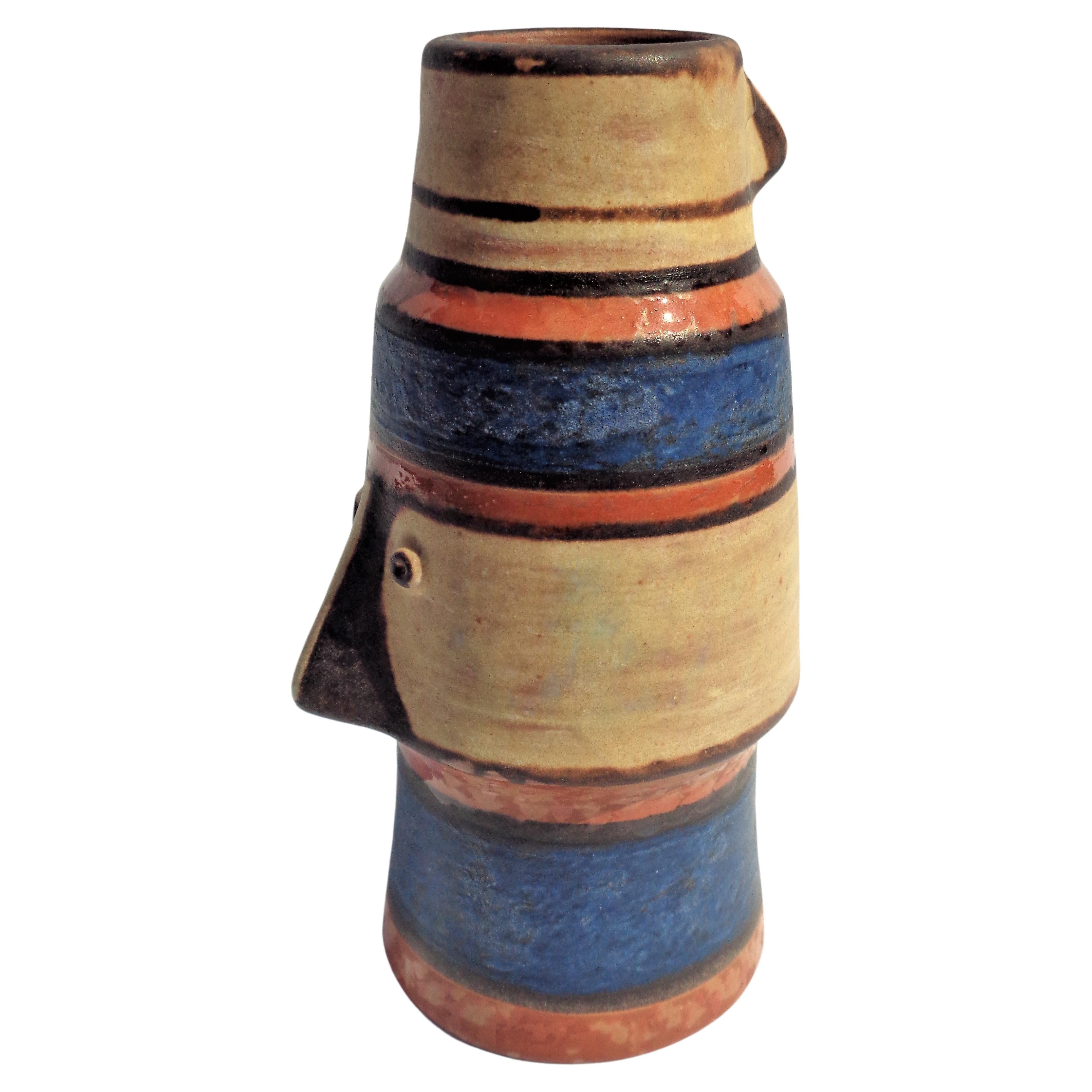 Eulenkopf-Skulpturvase von Eva Fritz-Lindner für Majolika Karlsruhe (Glasiert)