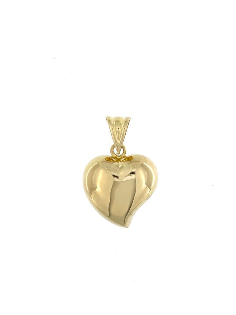 Two Faced Italian Heart Pendant Yellow Gold In Good Condition For Sale In Esch-Sur-Alzette, LU