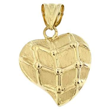 Two Faced Italian Heart Pendant Yellow Gold