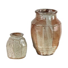 Two Faceted Glazed Pottery Vases by Warren MacKenzie