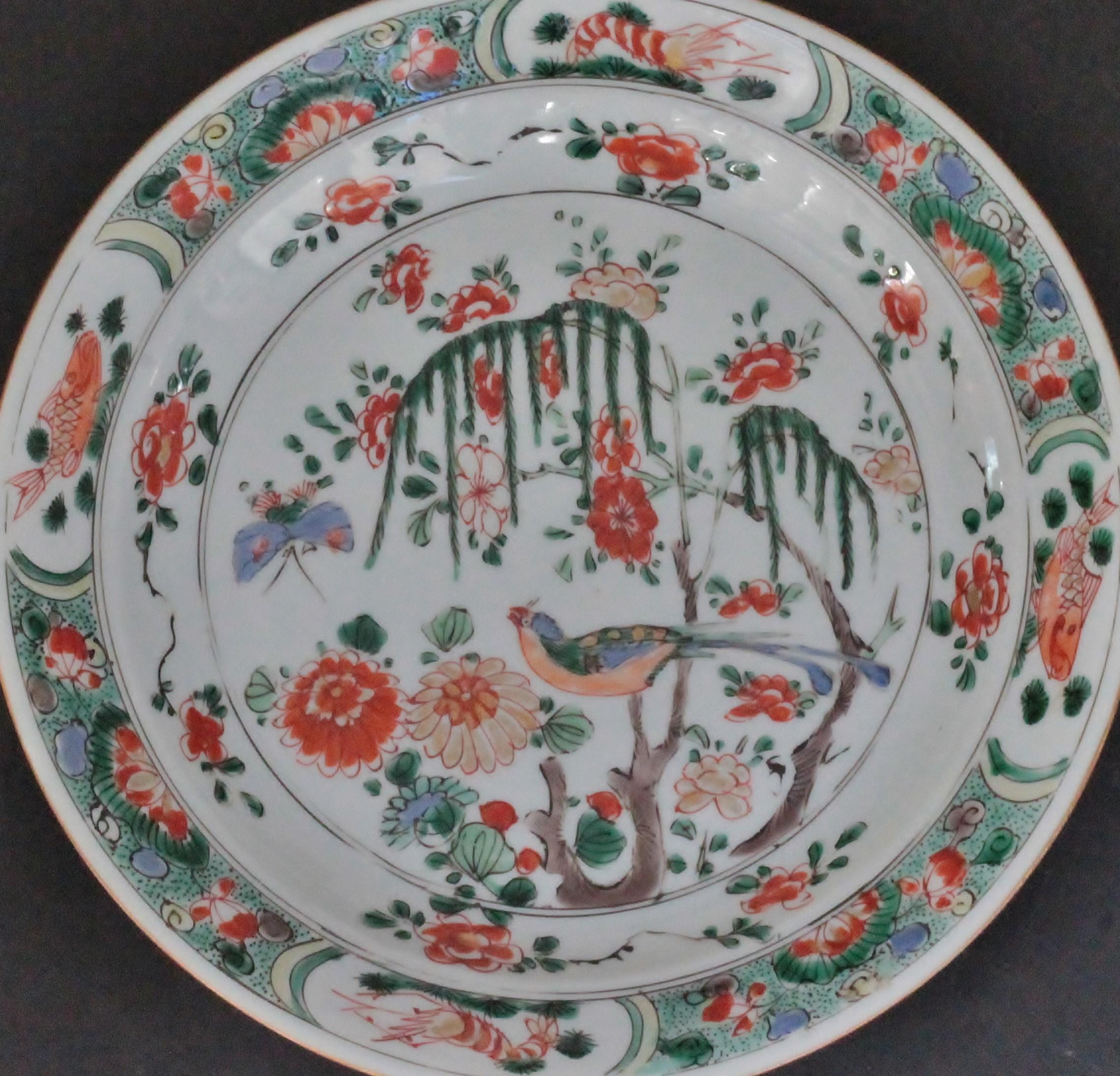 Two Famille Verte Plates in China Porcelain, Kangxi Period ‘1662-1722’ In Good Condition In Paris, FR
