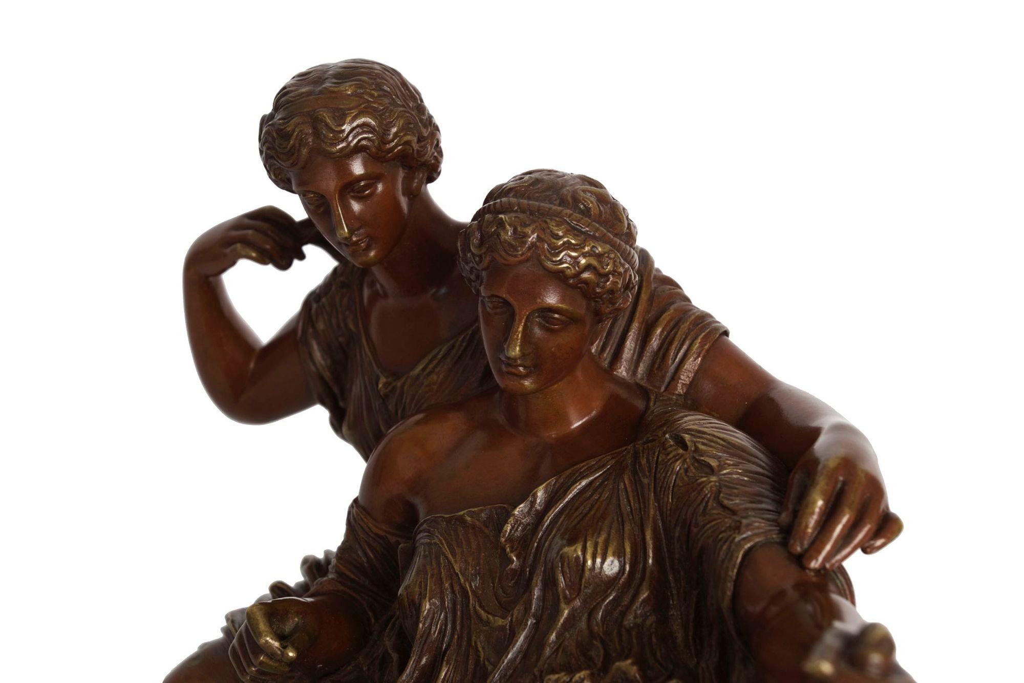 Sculpture allemande en bronze « Two Fates » d'après le moulage ancien de R. Bellair en vente 6