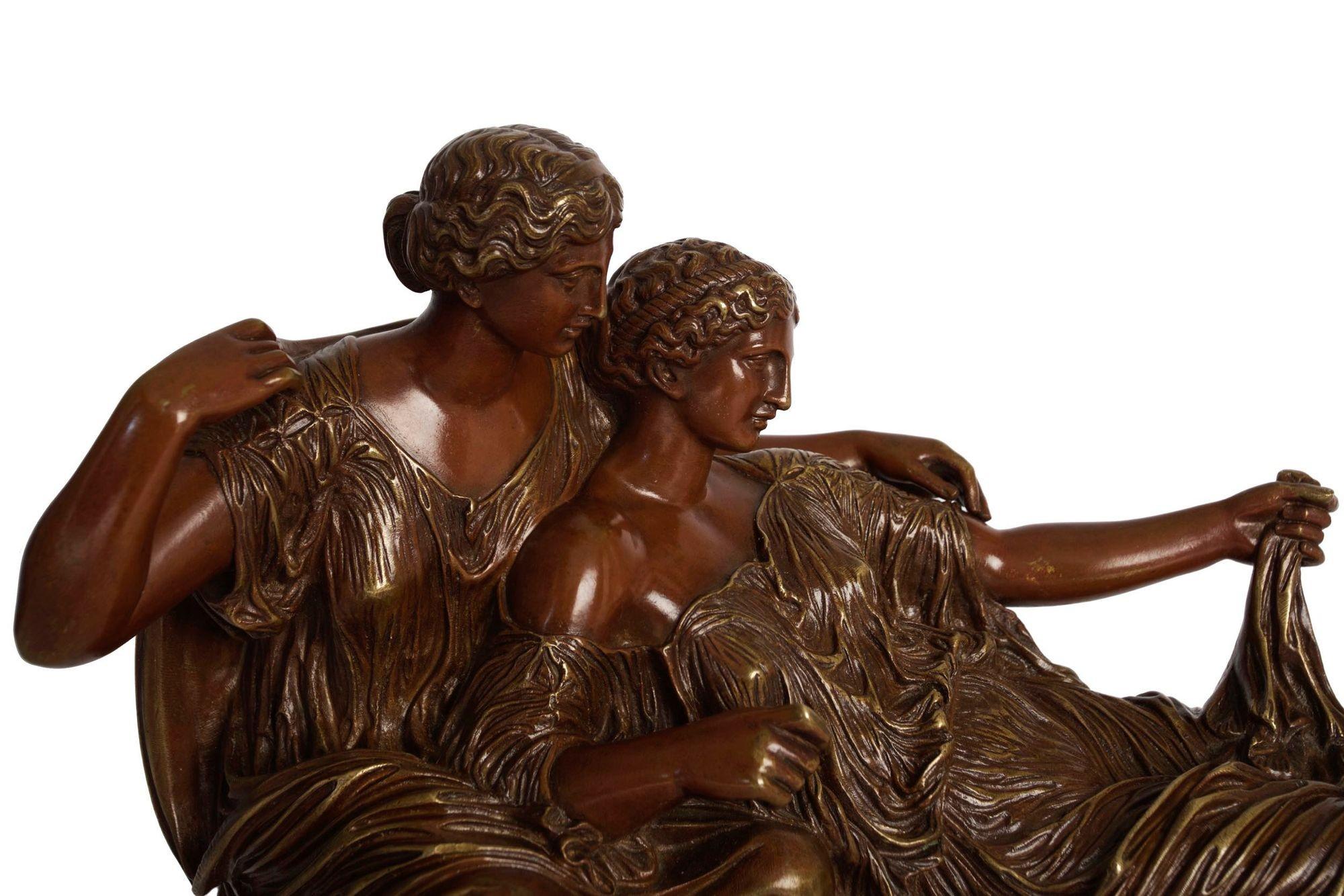 Sculpture allemande en bronze « Two Fates » d'après le moulage ancien de R. Bellair en vente 11
