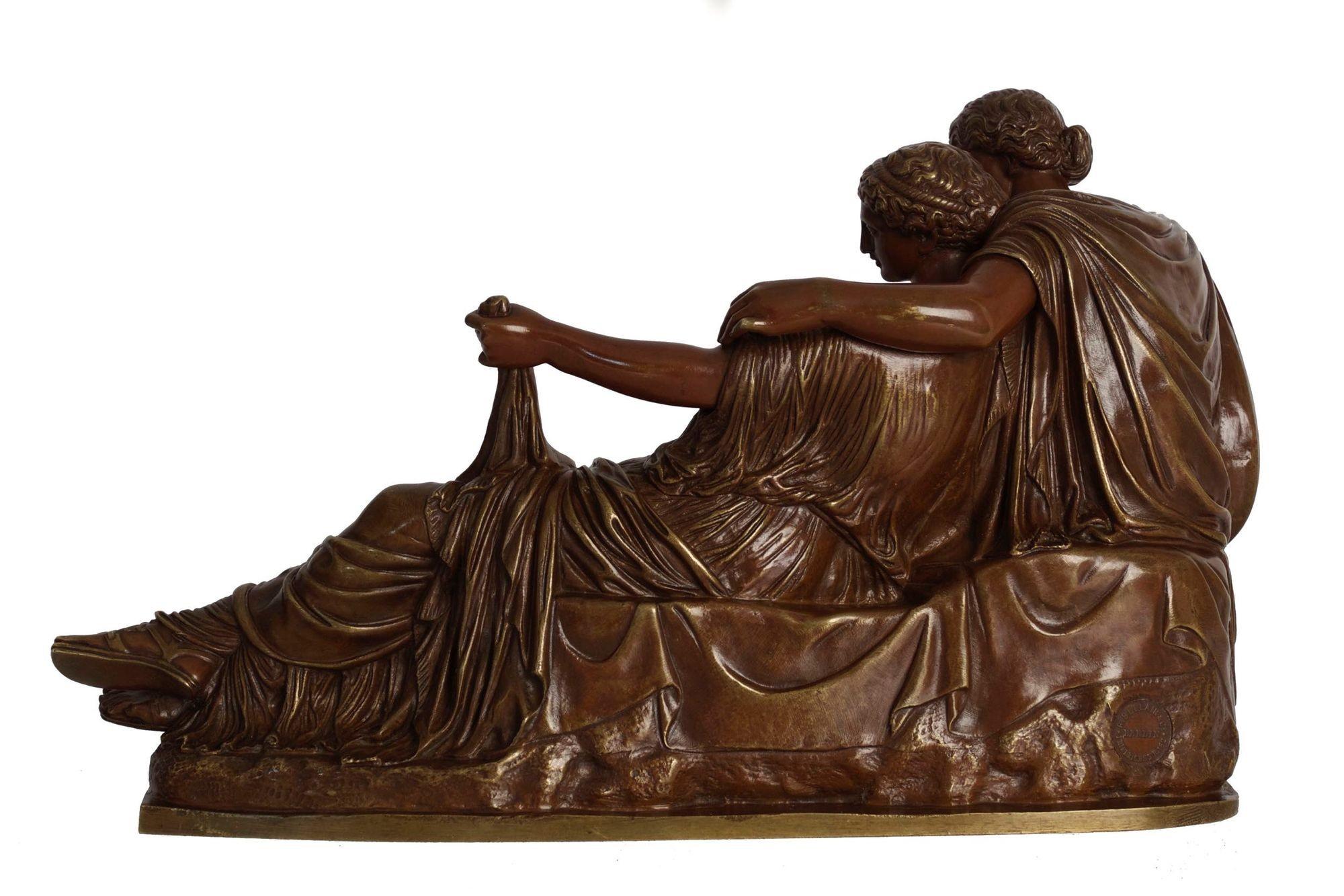 Polychromé Sculpture allemande en bronze « Two Fates » d'après le moulage ancien de R. Bellair en vente