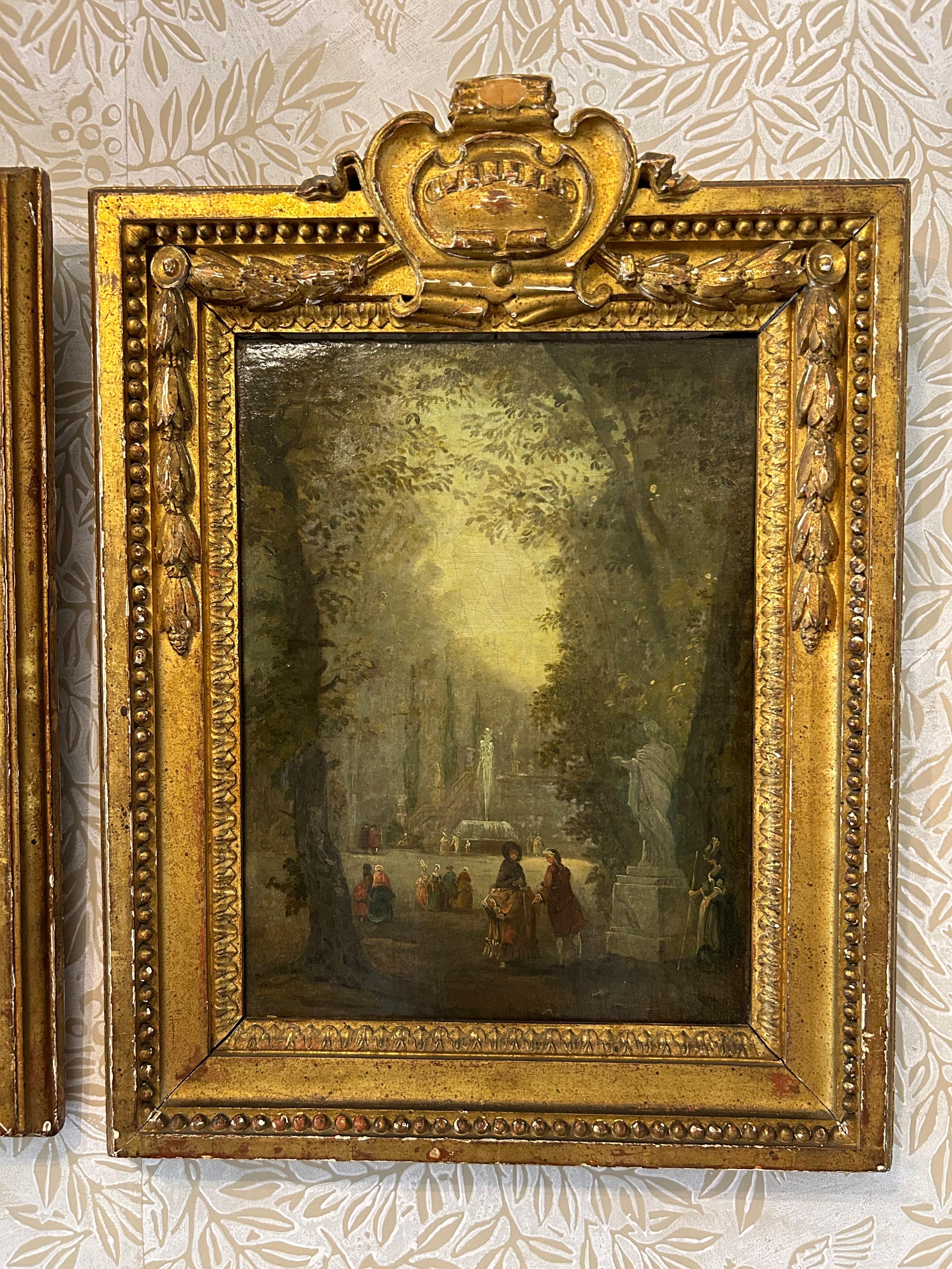 Dos Escenas de Fiesta Galante, Escuela Francesa, Siglo XIX Dorado en venta