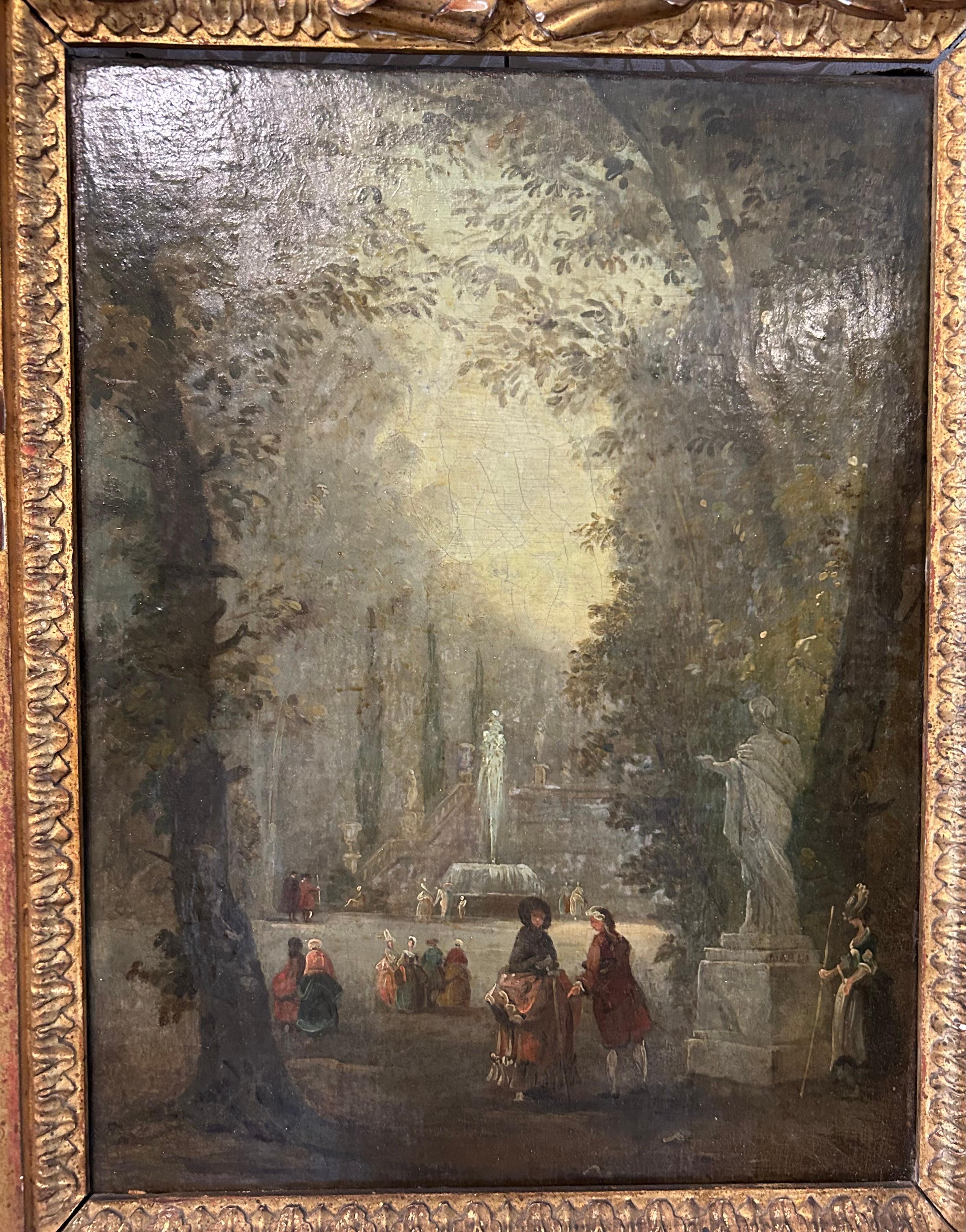Dos Escenas de Fiesta Galante, Escuela Francesa, Siglo XIX Lienzo en venta