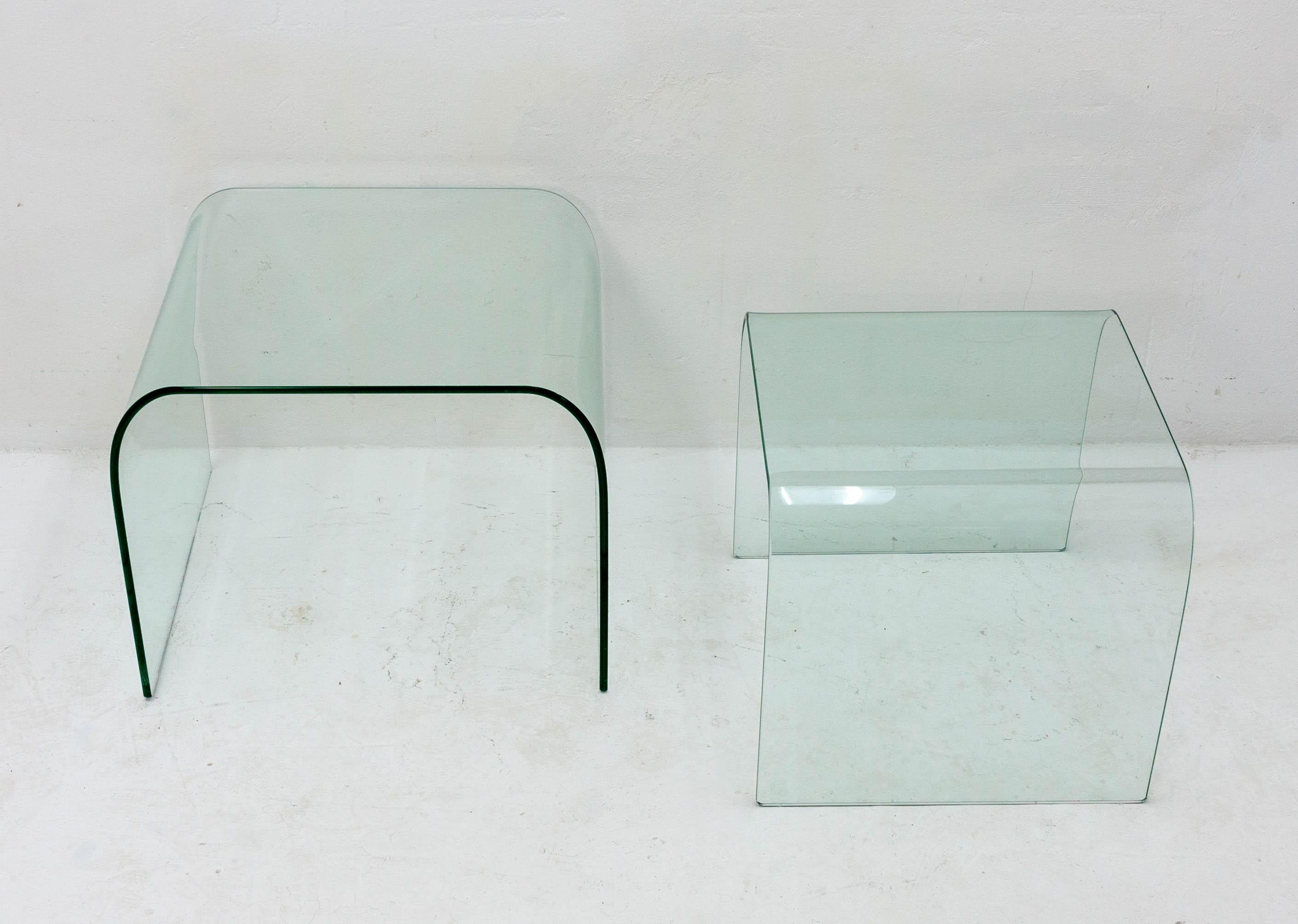 Minimalist Two FIAM Design Glass Side Tables
