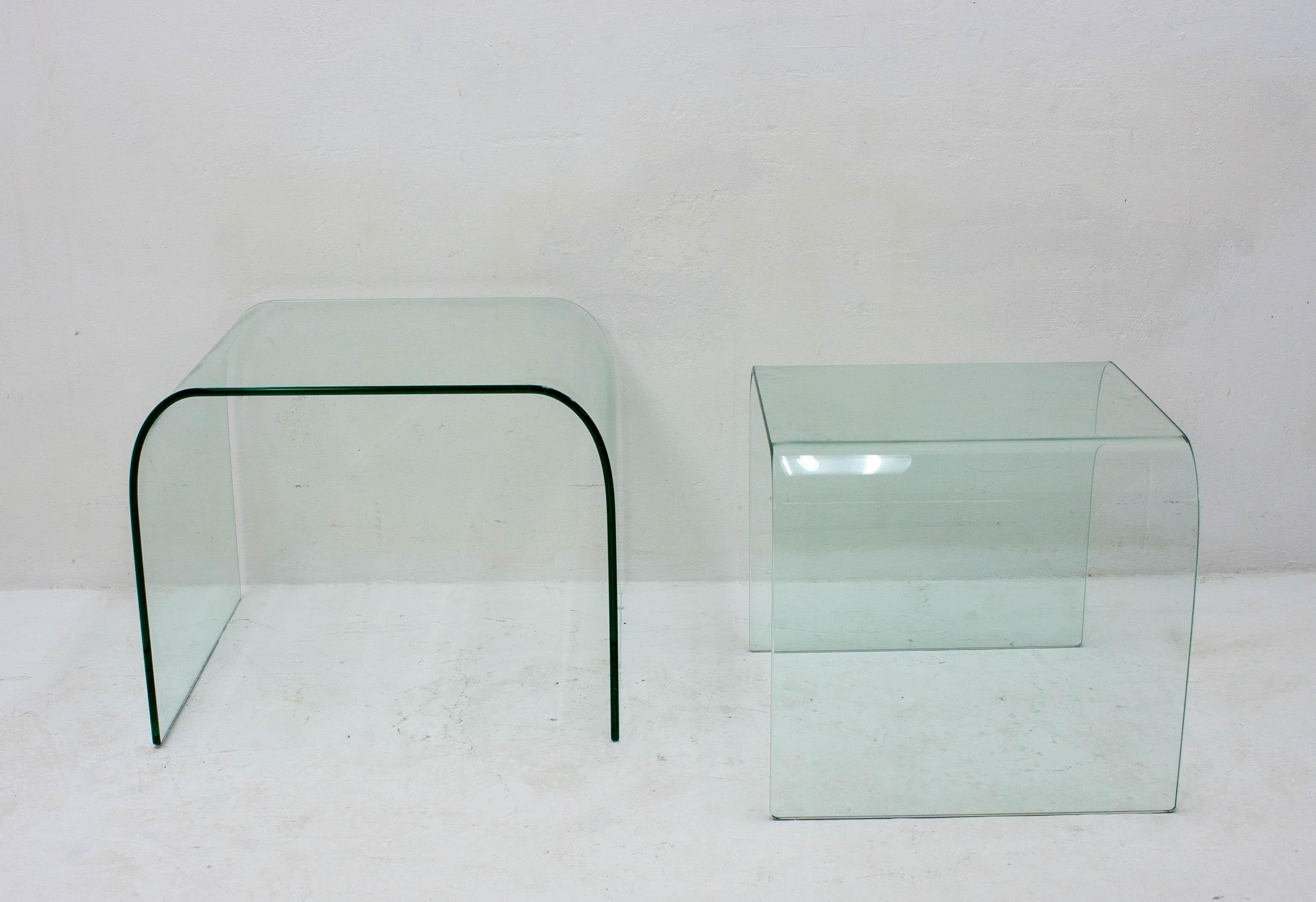 Italian Two FIAM Design Glass Side Tables