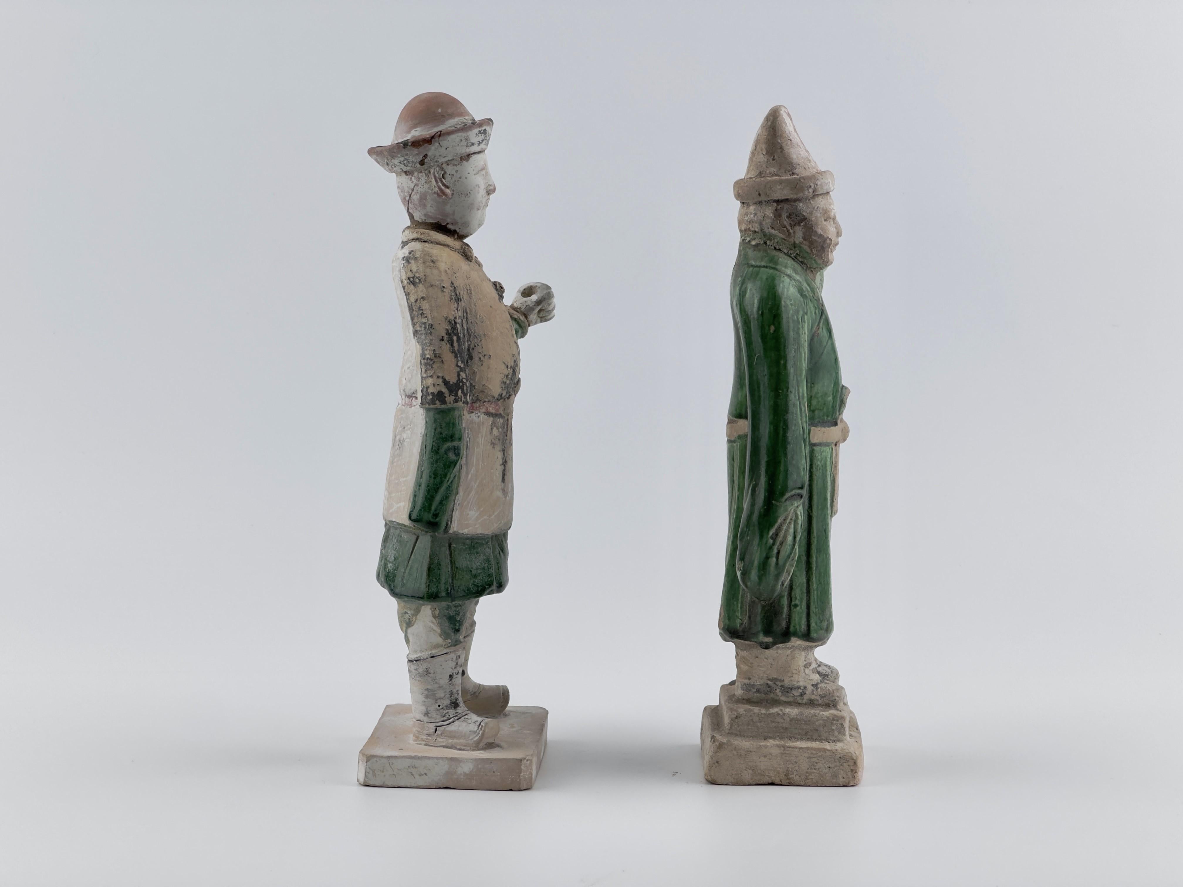 Hong Kong Two Figures of Attendants, Ming Period(1368-1644) For Sale