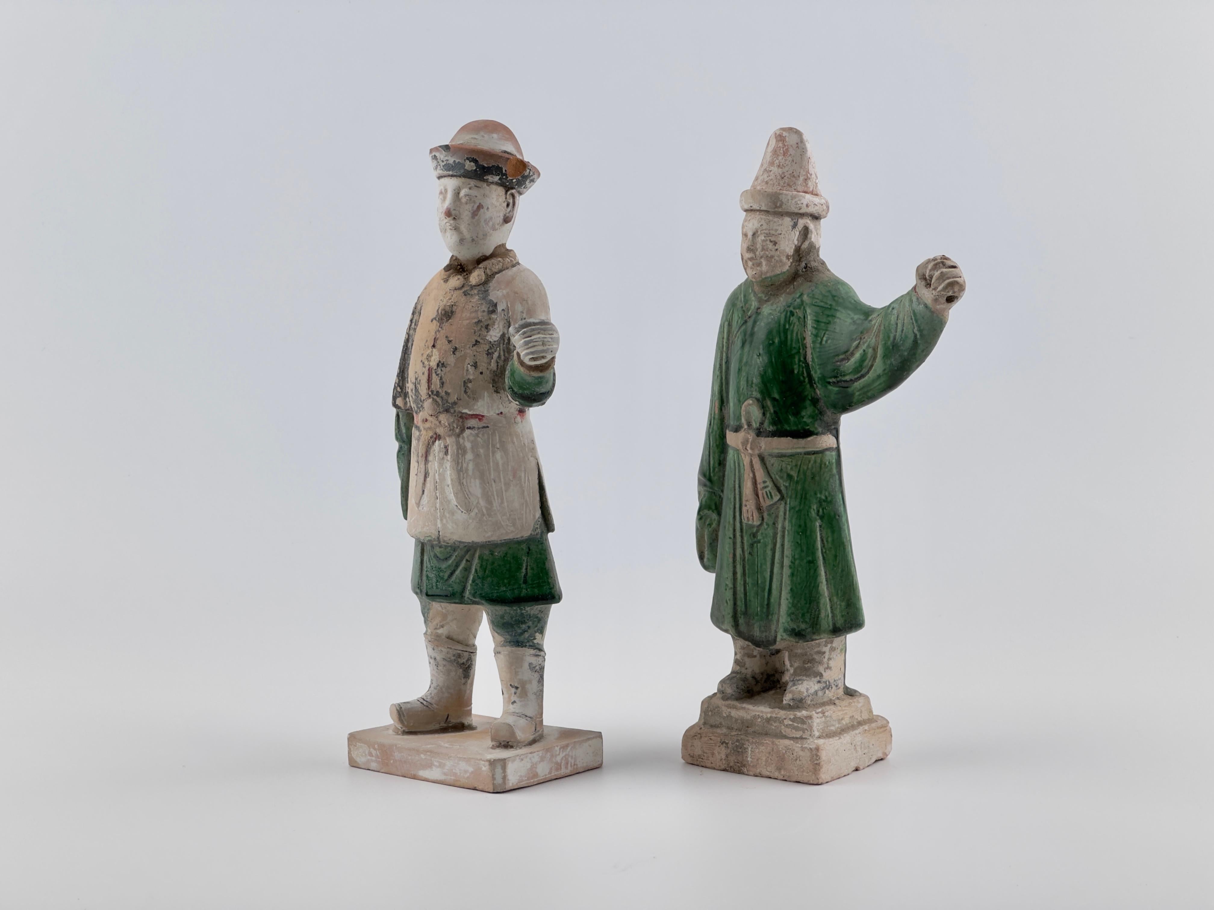18th Century and Earlier Two Figures of Attendants, Ming Period(1368-1644) For Sale
