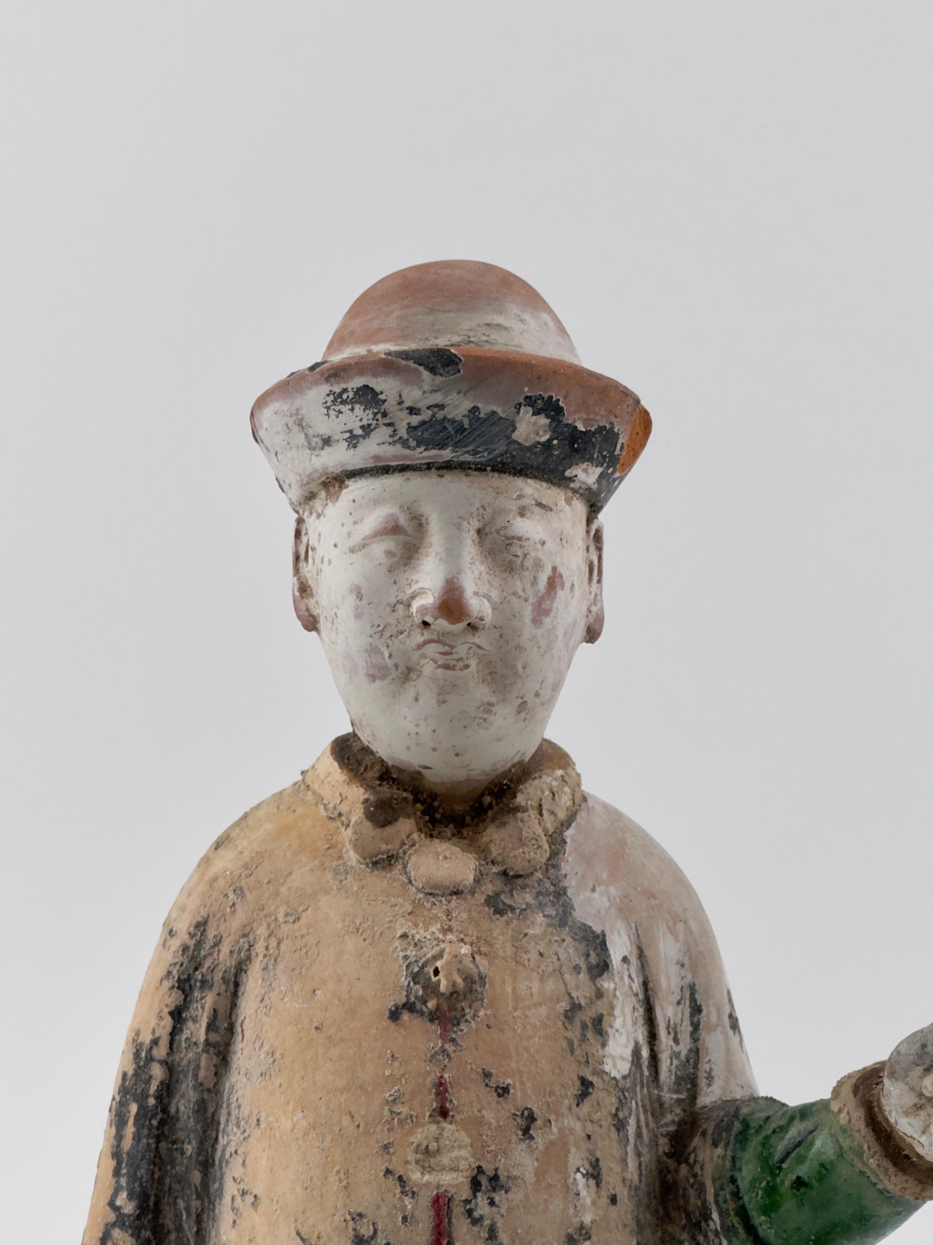 Pottery Two Figures of Attendants, Ming Period(1368-1644) For Sale
