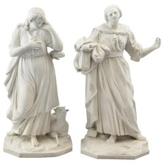 Two Figures White Biscuit Buen Retiro Royal Factory, Madrid, Spain, 18th Century