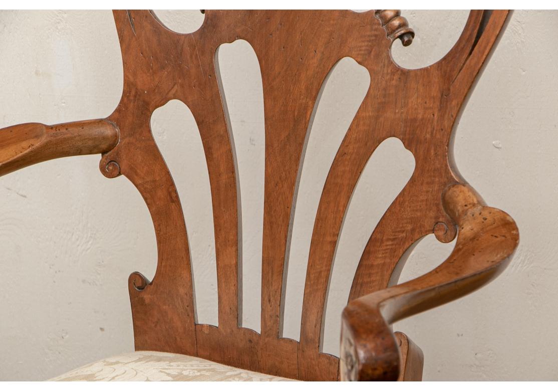 Two Fine Carved Walnut Baroque Style Accent Chairs For Sale 7