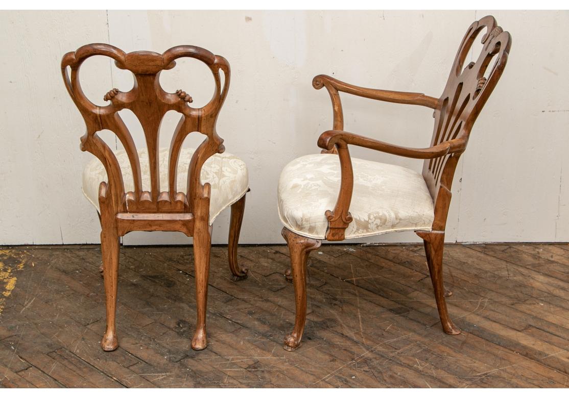 Two Fine Carved Walnut Baroque Style Accent Chairs For Sale 10