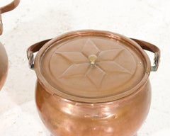 Two fine handmade copper holders with lit, signed, circa 1750