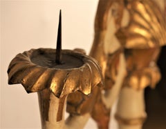 Two Five-Light Candelabra, Wooden, Gilded and Lacquered Venetian