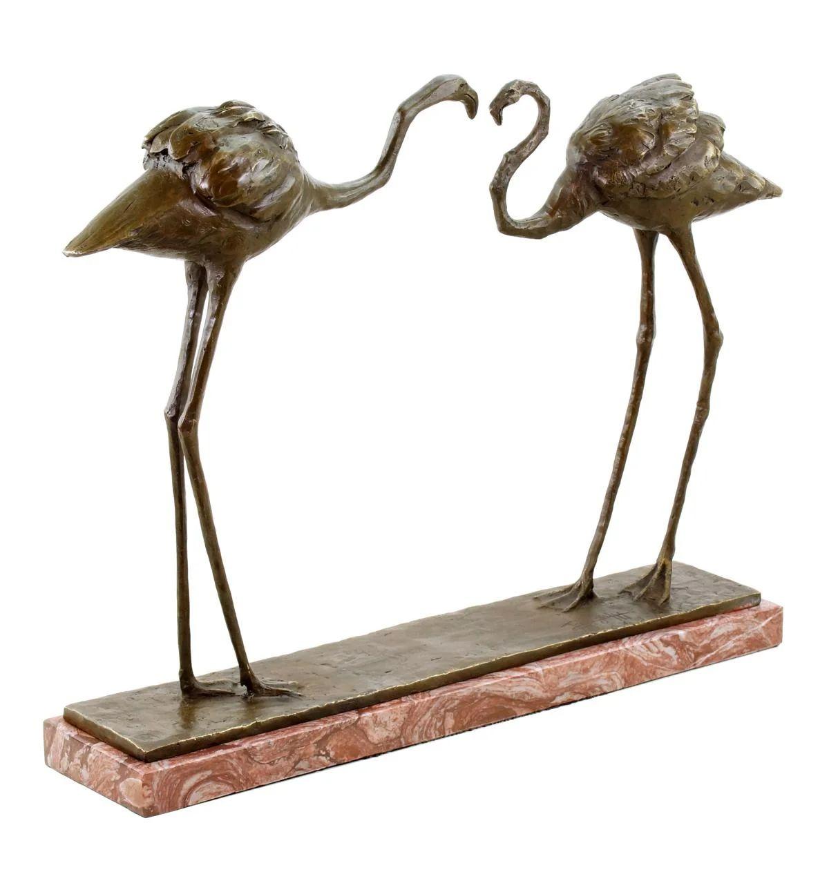 Francese Statua in bronzo di due fenicotteri in stile Rembrandt Bugatti in vendita