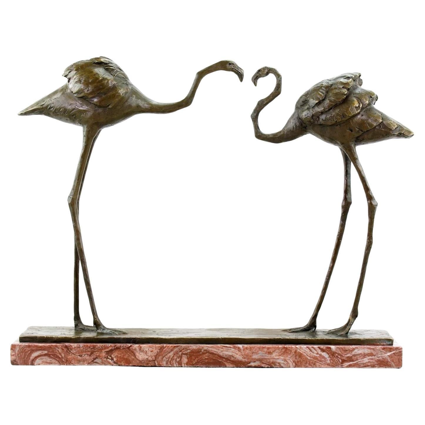 Statua in bronzo di due fenicotteri in stile Rembrandt Bugatti in vendita