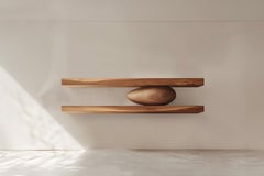 Two Floating Shelves with One Sculptural Wooden Pebble, Sereno by Joel Escalona