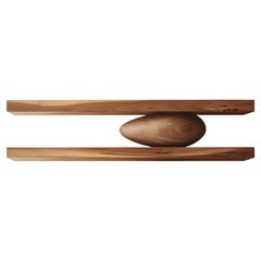 Two Floating Shelves with One Sculptural Wooden Pebble, Sereno by Joel Escalona