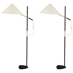 Two Floor Lamps J.T.Kalmar Model Pelikan, Vienna, 1950