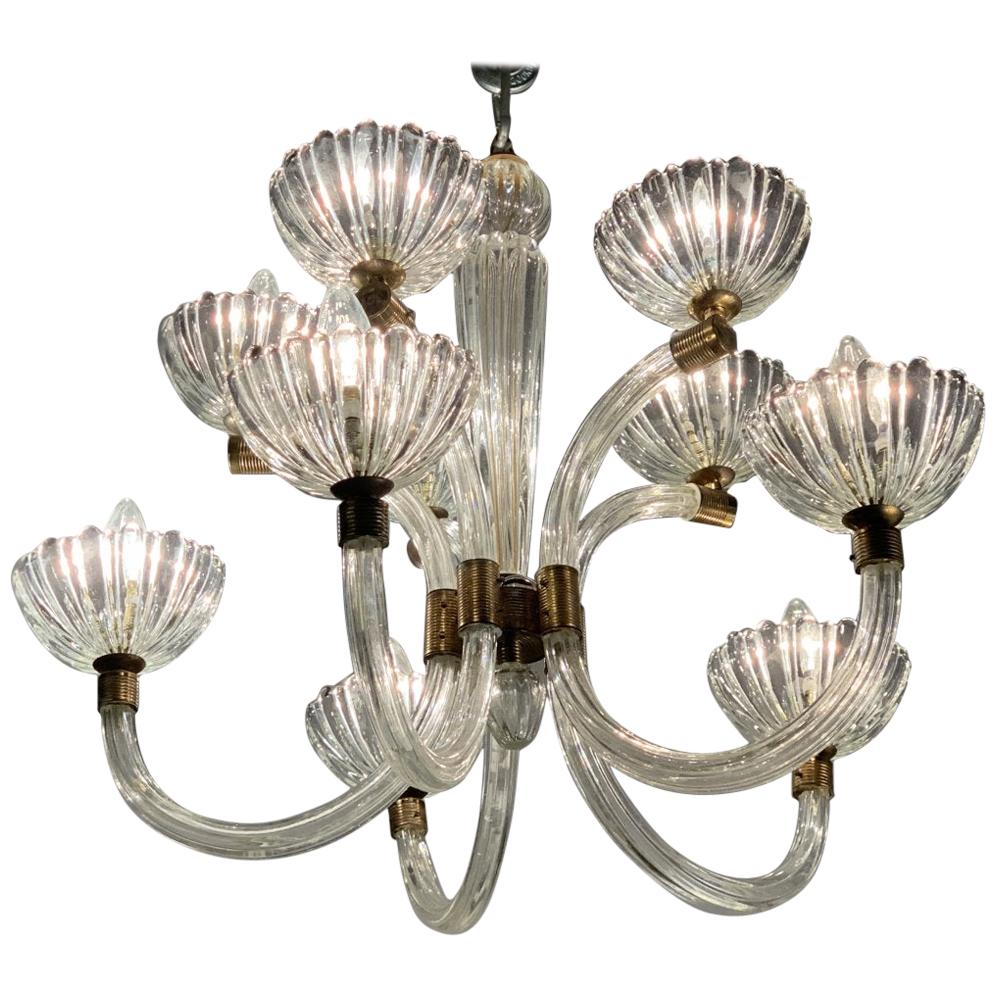Two Floors Murano Glass Chandelier, circa 1970s For Sale