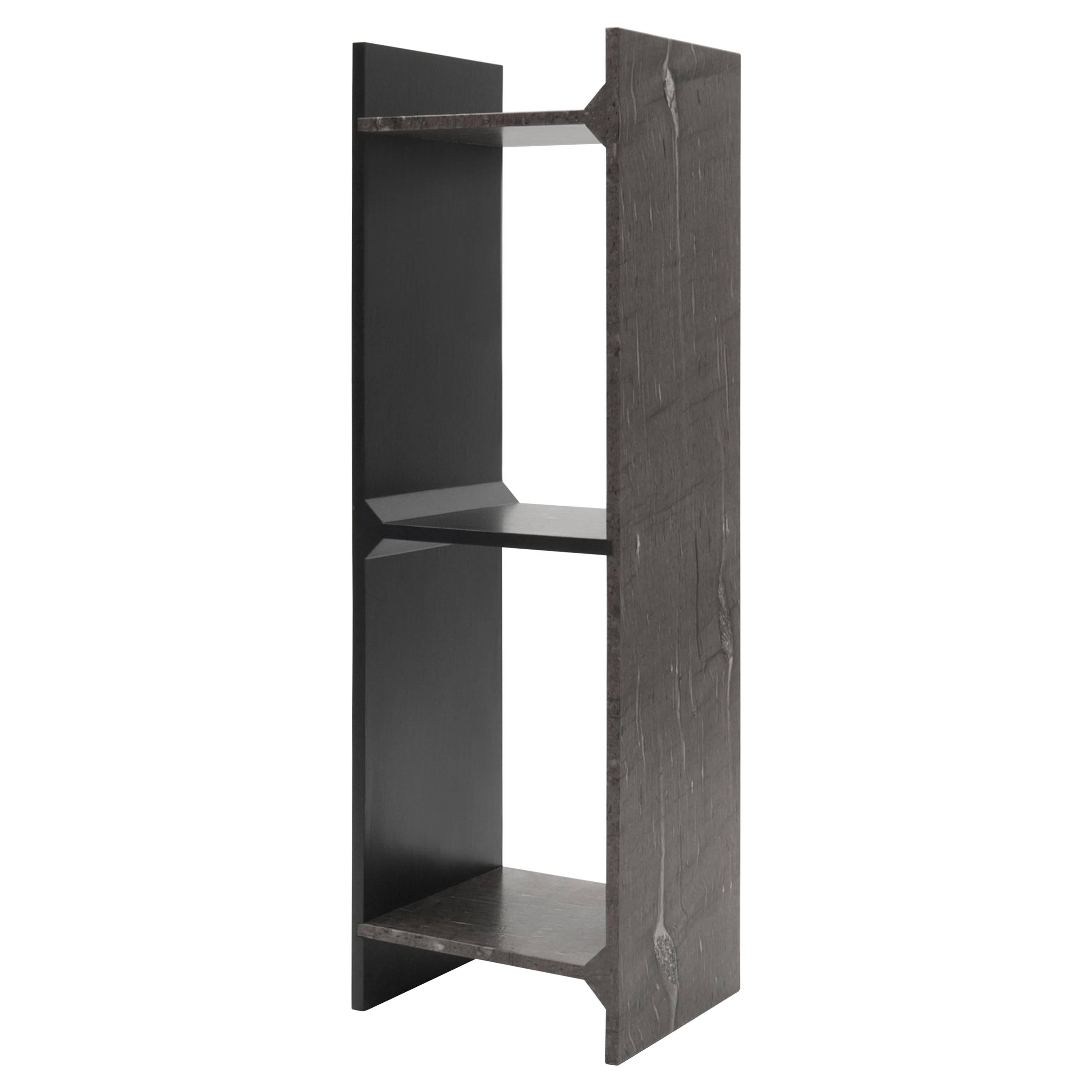 Two Floors Organic Form Dark Brown Marble Shelf by Frédéric Saulou