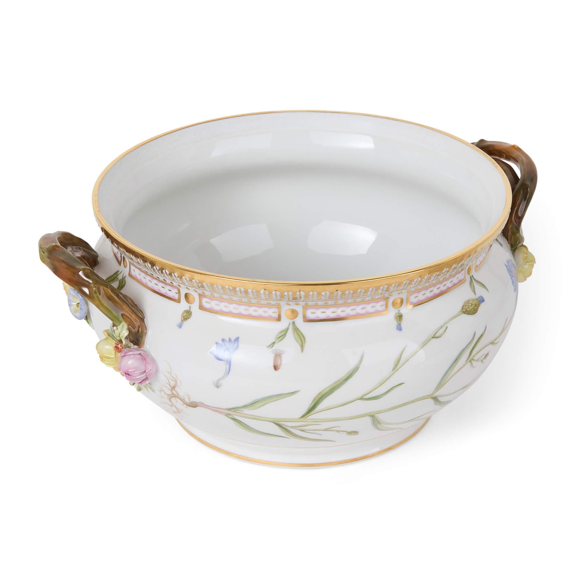 20th Century Two Flora Danica Danish Porcelain Tureens Covers Stands Royal Copenhagen For Sale
