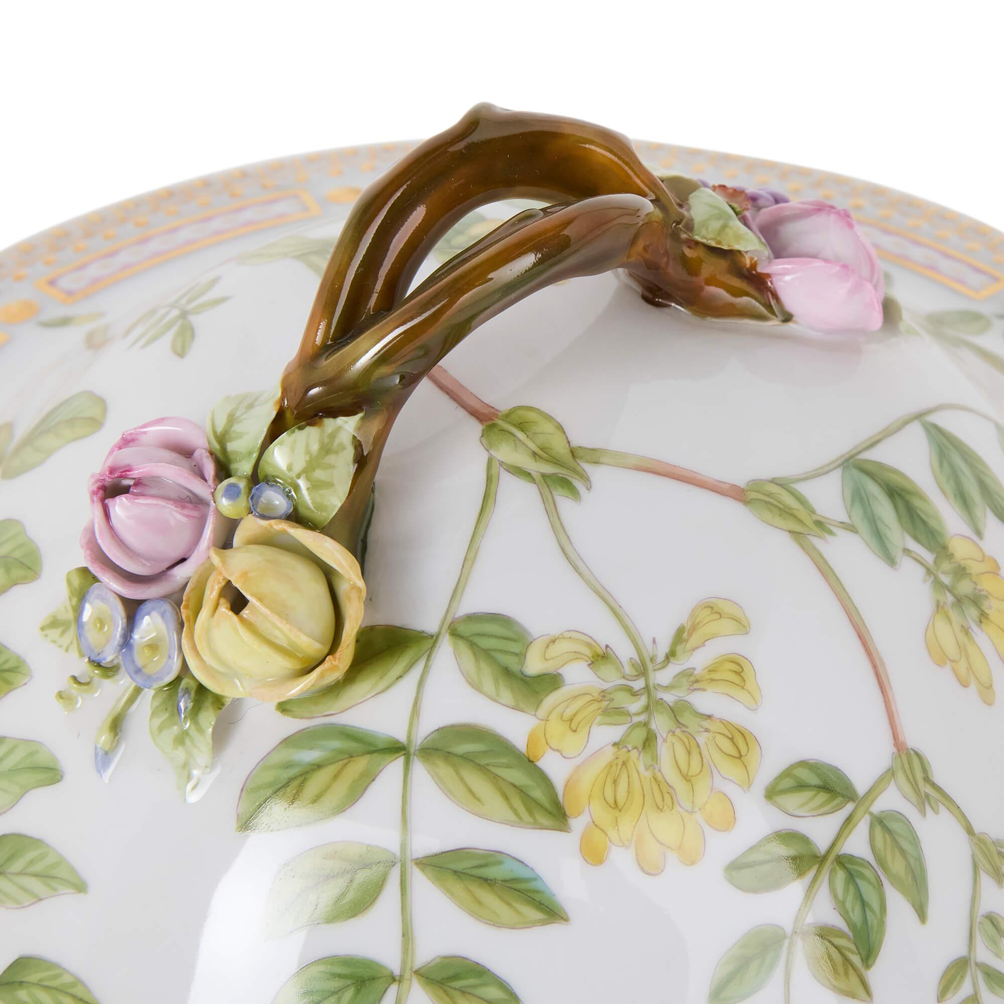 Two Flora Danica Danish Porcelain Tureens Covers Stands Royal Copenhagen For Sale 1