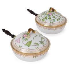 Two Flora Danica Royal Copenhagen Danish Porcelain Dishes Handles