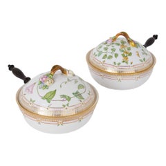 Two Flora Danica Royal Copenhagen Danish Porcelain Dishes Handles
