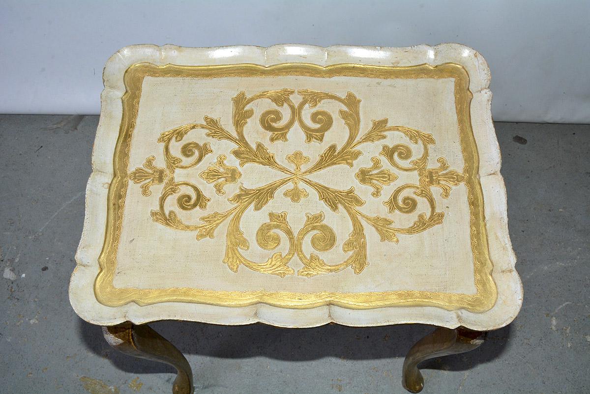 Hand-Crafted Two Florentine Style Side Tables For Sale