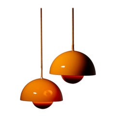 Two Flowerpot hanging lamps by V. Panton for Louis Poulsen, Denmark, design 1968
