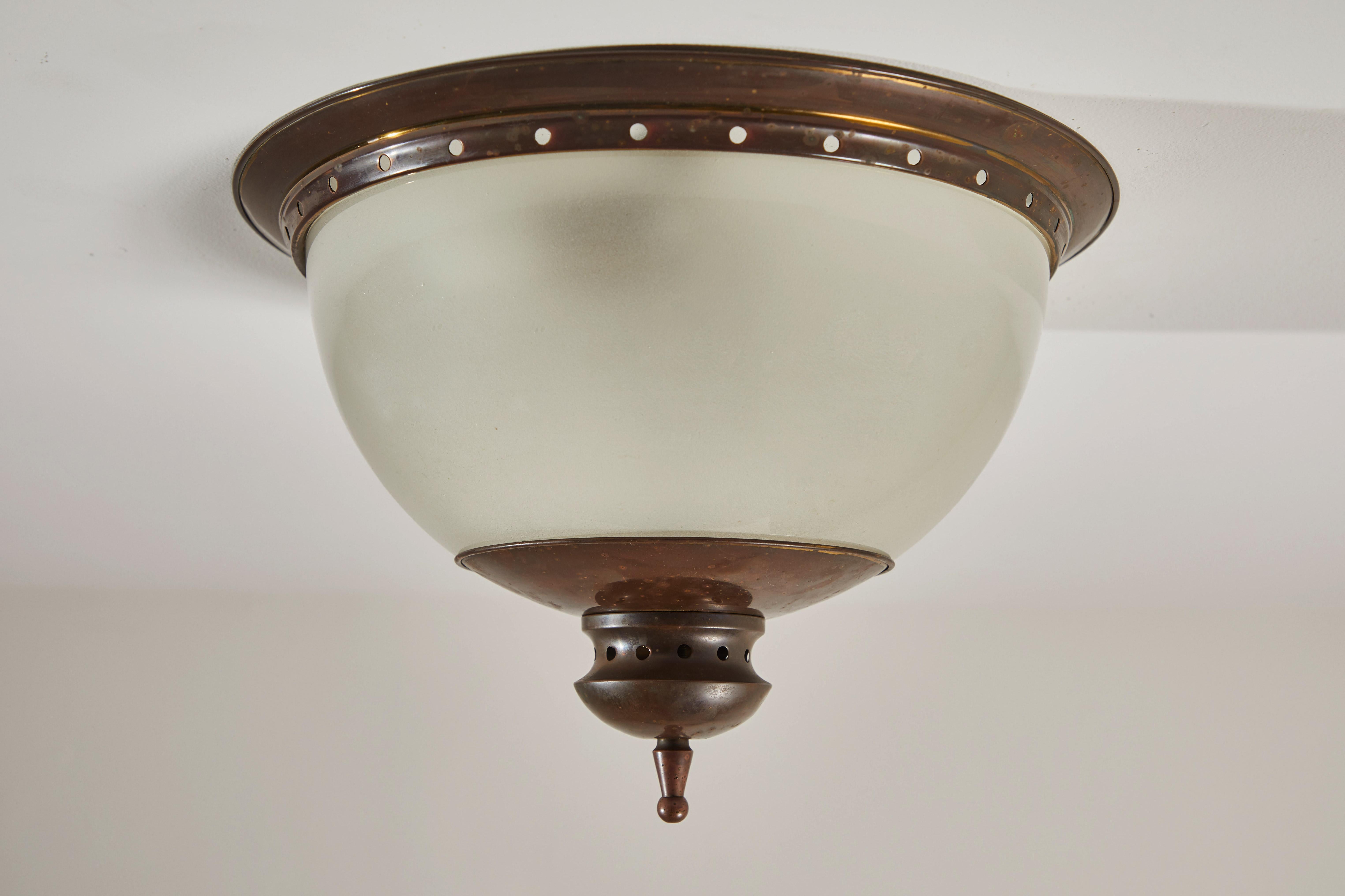 Brass Two Flush Mount Ceiling Lights by Caccia Dominioni for Azucena