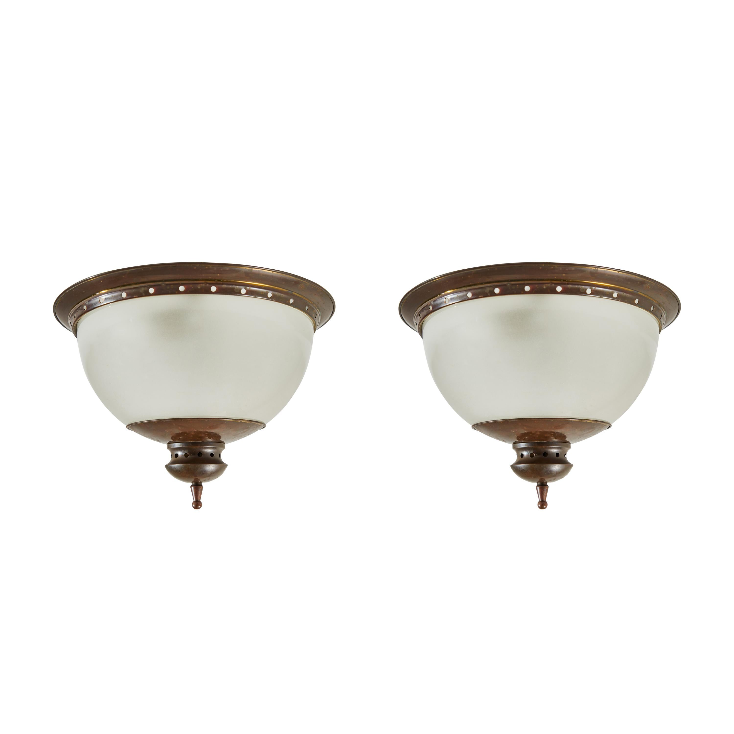 Two Flush Mount Ceiling Lights by Caccia Dominioni for Azucena