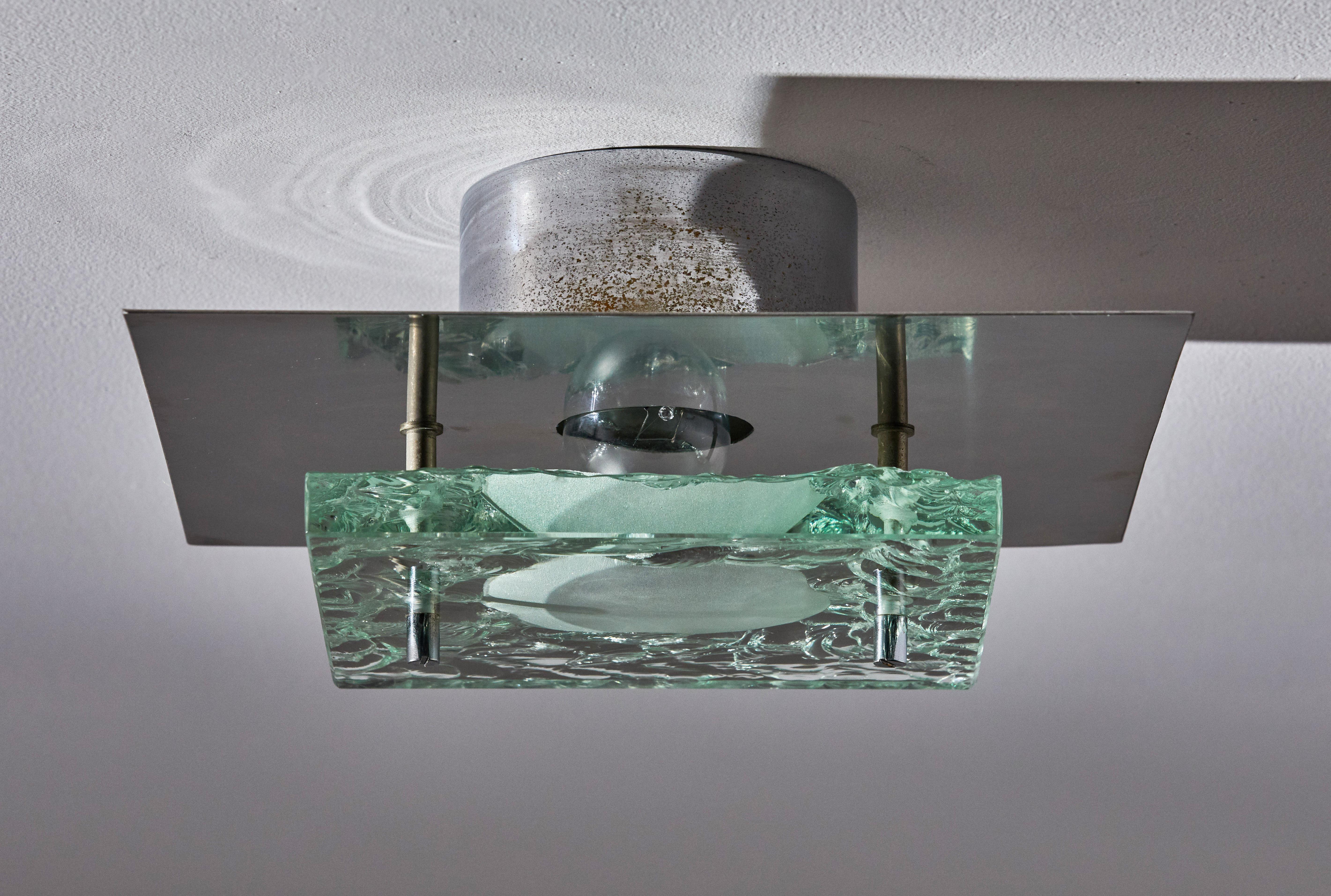 Flush Mount Ceiling Light In the Style of Fontana Arte In Good Condition In Los Angeles, CA