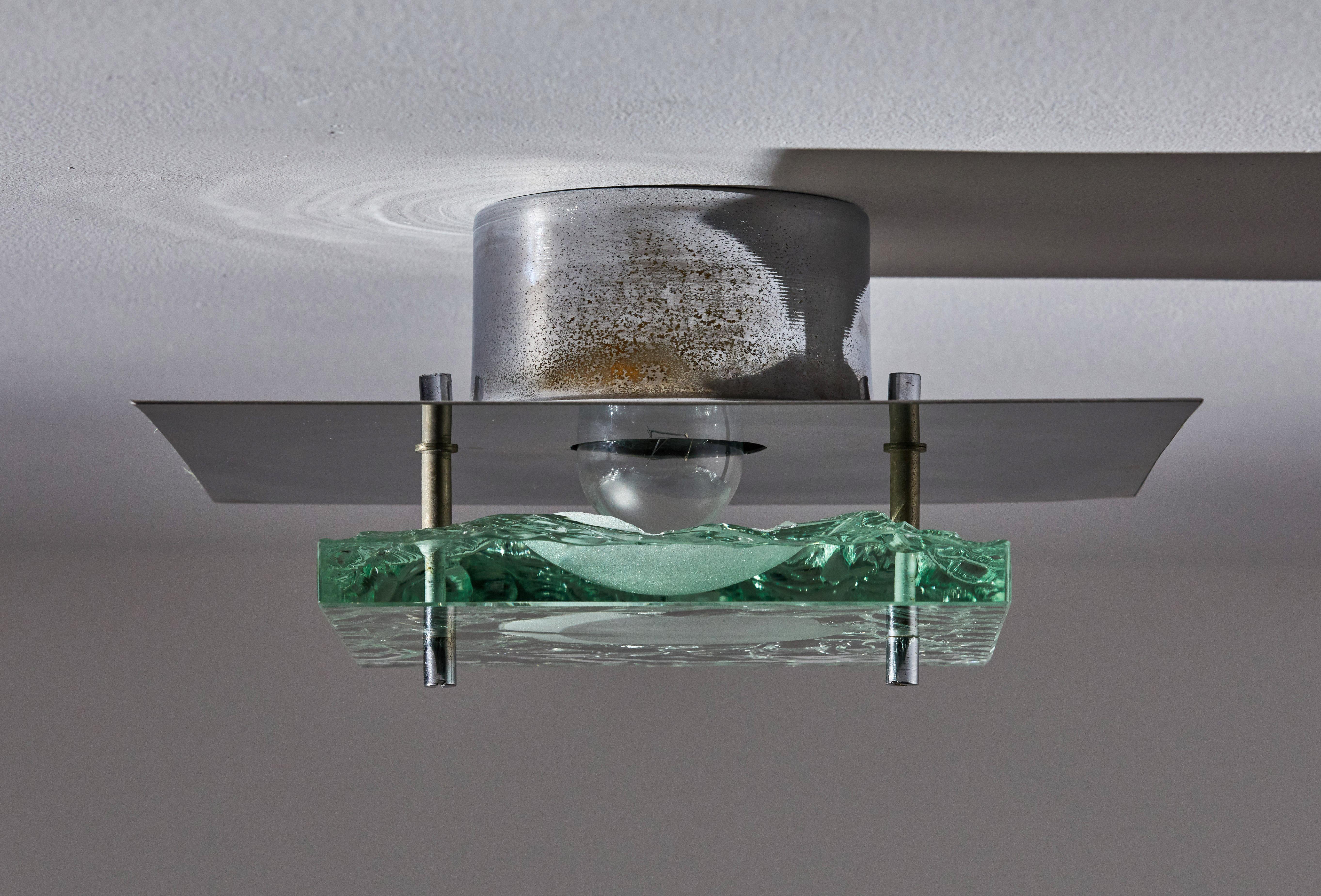 Mid-20th Century Flush Mount Ceiling Light In the Style of Fontana Arte