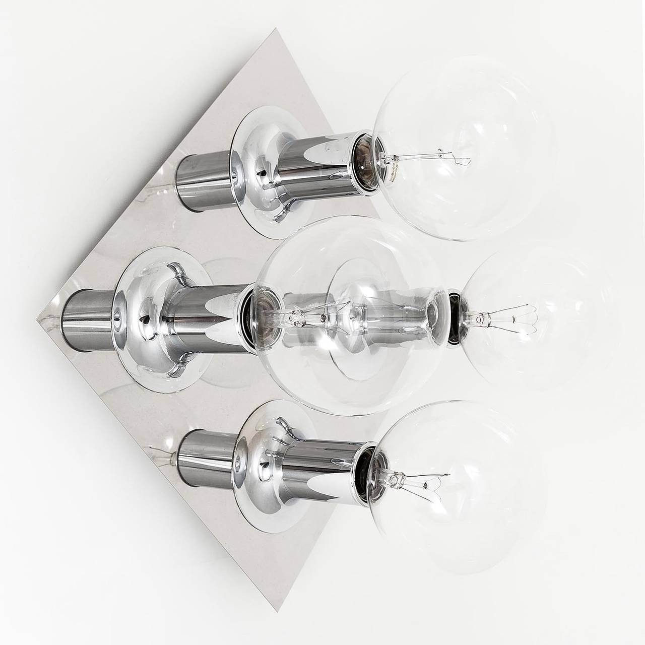 Late 20th Century One of Two Flush Mount or Wall Light Fixtures Chrome Sputnik by Cosack, 1970s For Sale