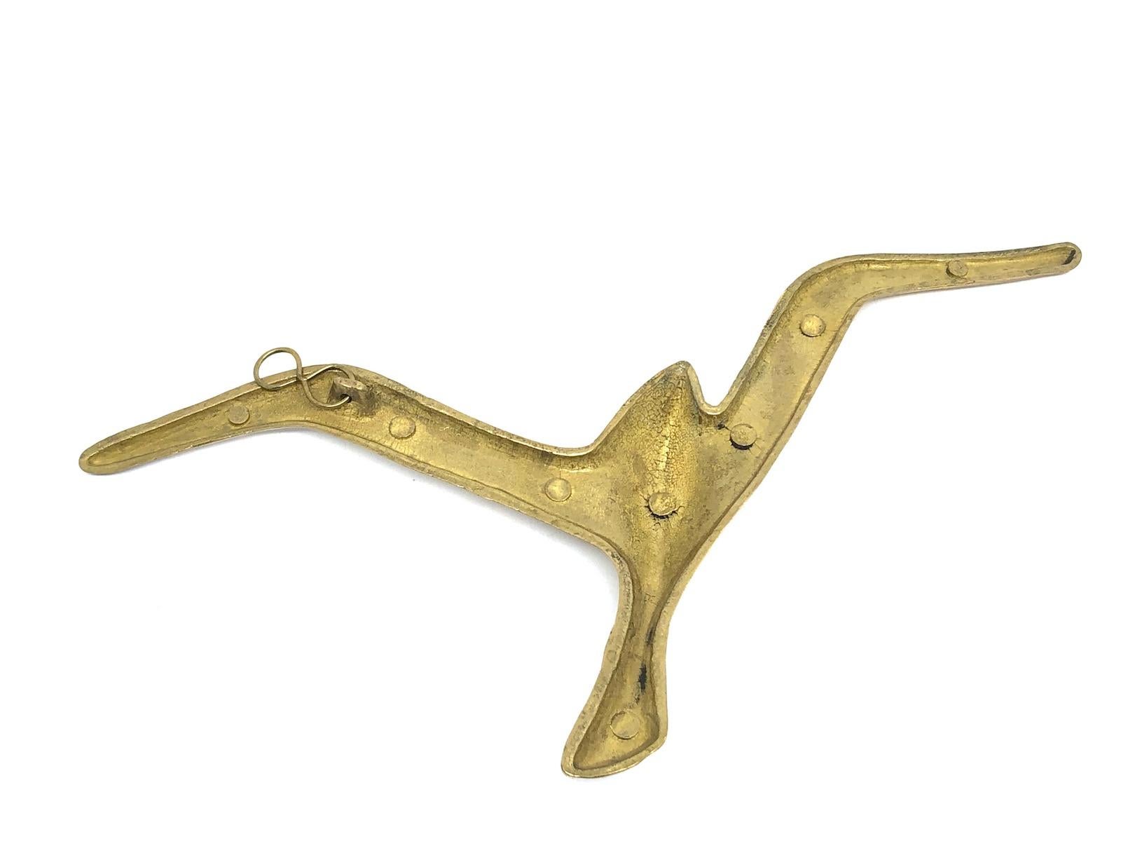 Mid-20th Century Two Flying Swallows Birds Brass Metal Wall Decoration Vintage, 1960s