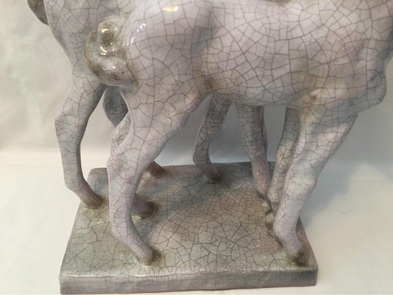 Mid-20th Century Two Foals from Karlsruhe Majolica Ceramic by Else Bach, 1960s For Sale