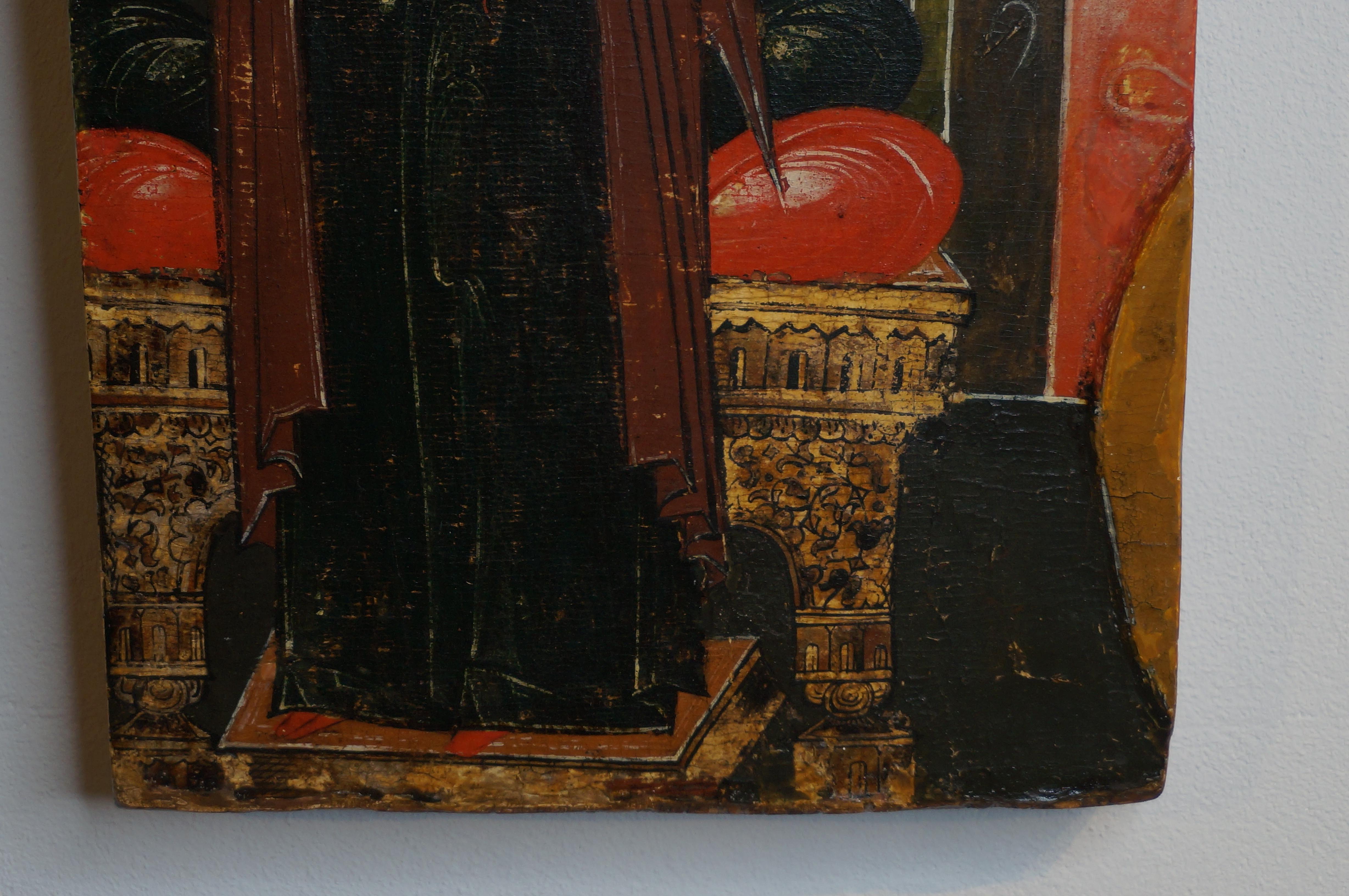 Zwei Fragmente einer königlichen Tür aus dem 17. Jahrhundert aus einer Ikonostasie, Annunciation im Angebot 5