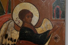 Two fragments from a 17th century Royal Door from an iconostasis, Annunciation