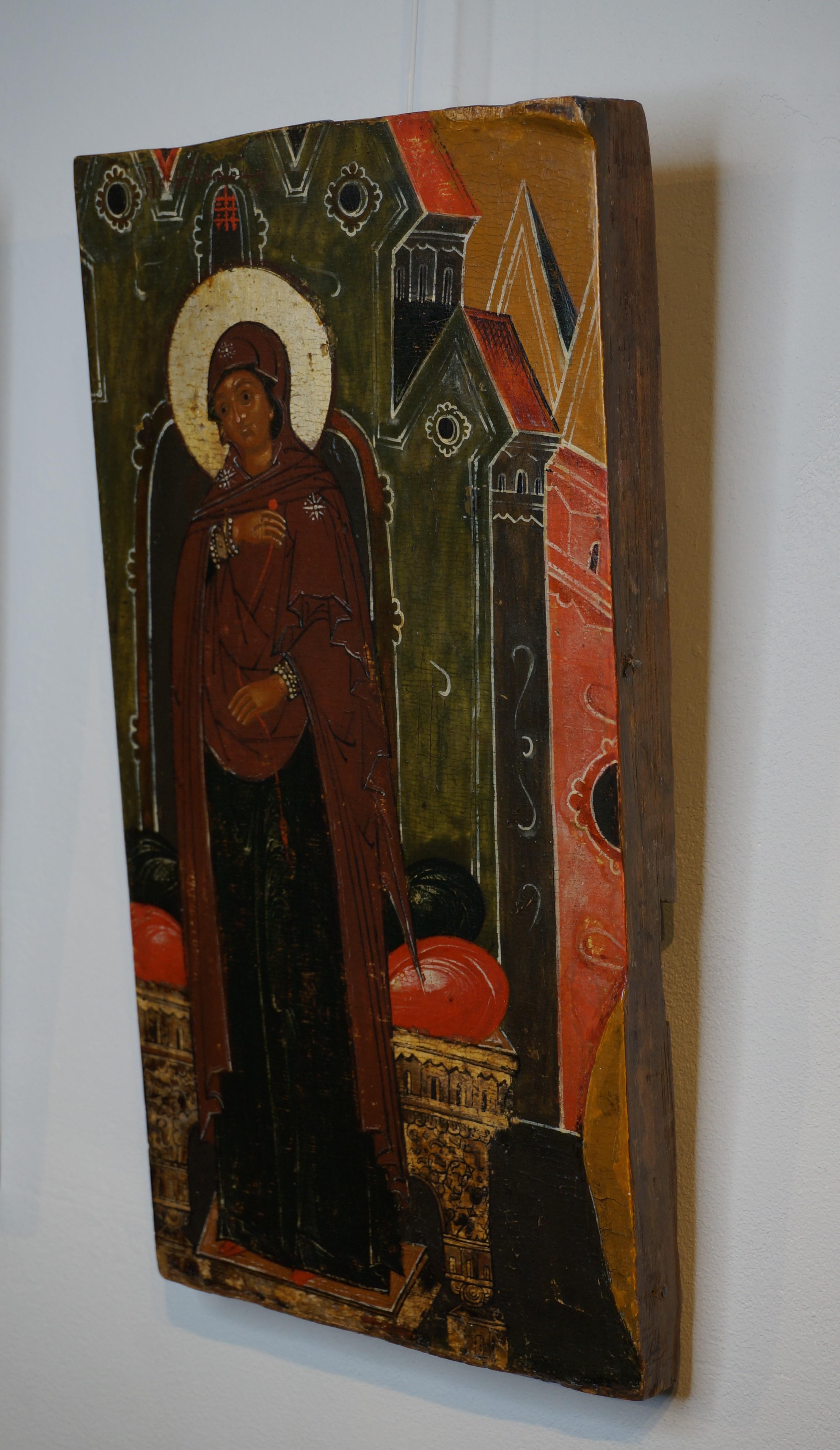 Two fragments from a 17th century Royal Door from an iconostasis, Annunciation For Sale 2