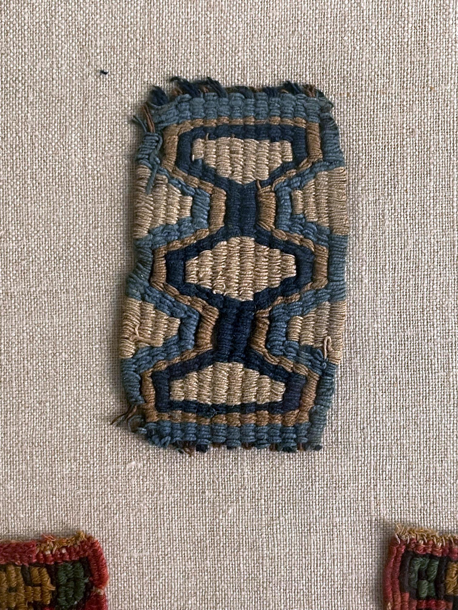 Two Frame Pre-Columbian Woven Textile Fragments Inca Culture Peru 5