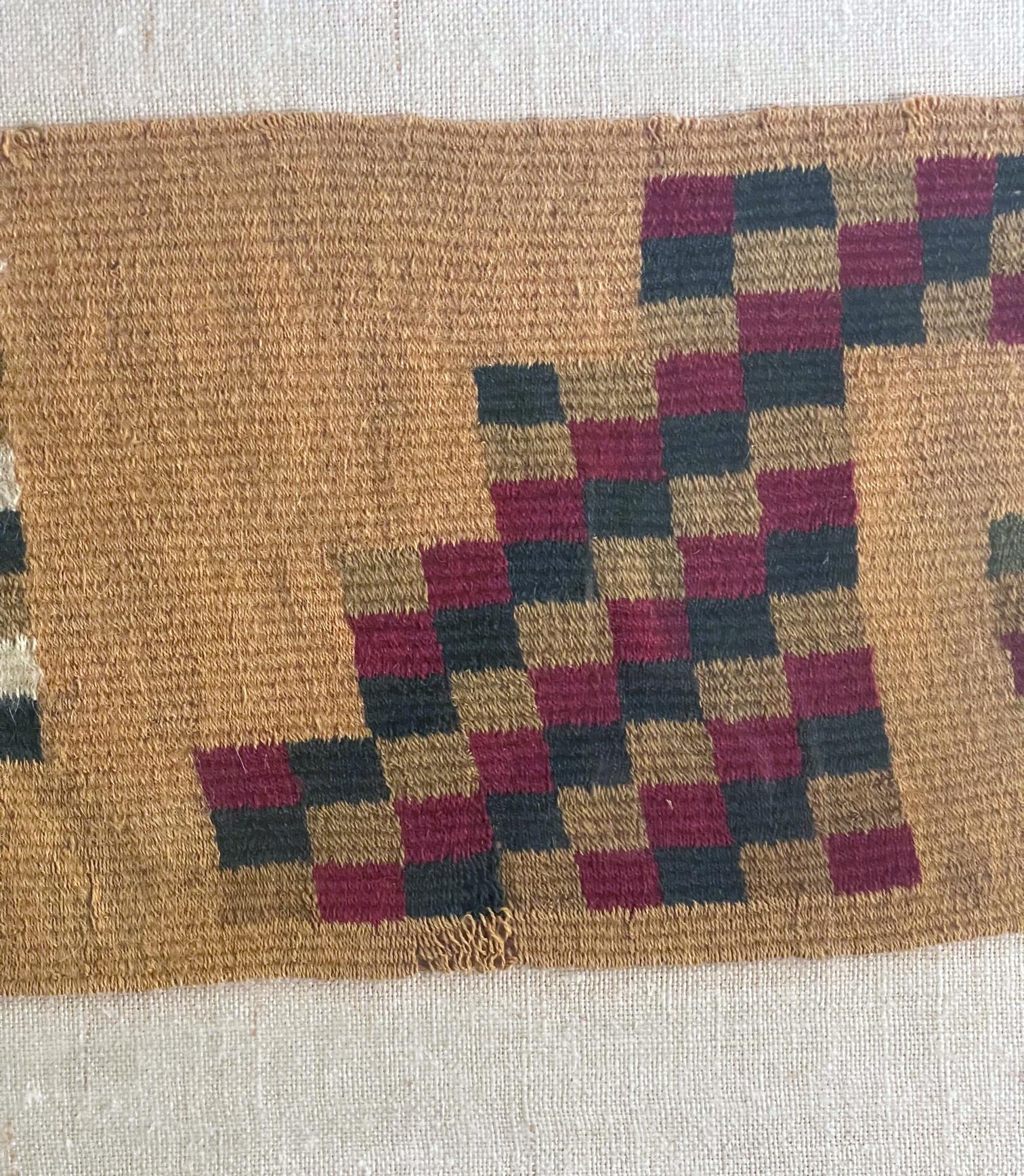 Two Frame Pre-Columbian Woven Textile Fragments Inca Culture Peru In Good Condition For Sale In Atlanta, GA