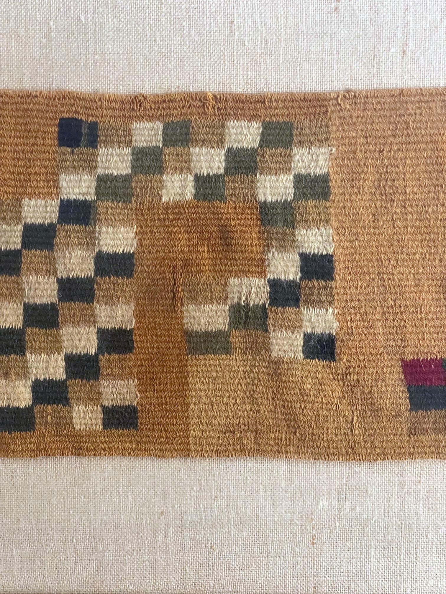 18th Century and Earlier Two Frame Pre-Columbian Woven Textile Fragments Inca Culture Peru
